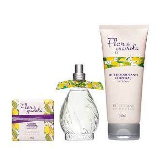 Combo Flor de Graviola: Deo Colônia, Sabonete em Barra e Leite Corporal